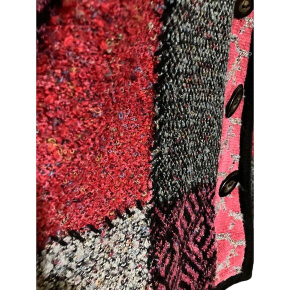 Laura Ashley Cardigan M Patchwork Exposed Stitch Marled Fleece VTG 90s Y2K EUC - Picture 8 of 9